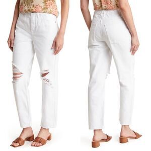 Good American Good 90s Ripped High Waist Straight Leg Jeans, White, Size‎ 4 NWT